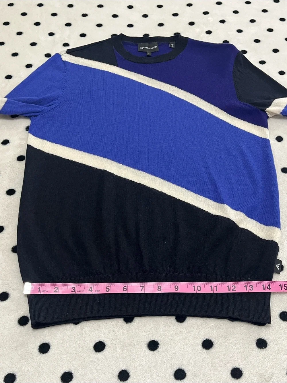 Emporio Armani Colorblock Striped Knit Crewneck Sweater Size S